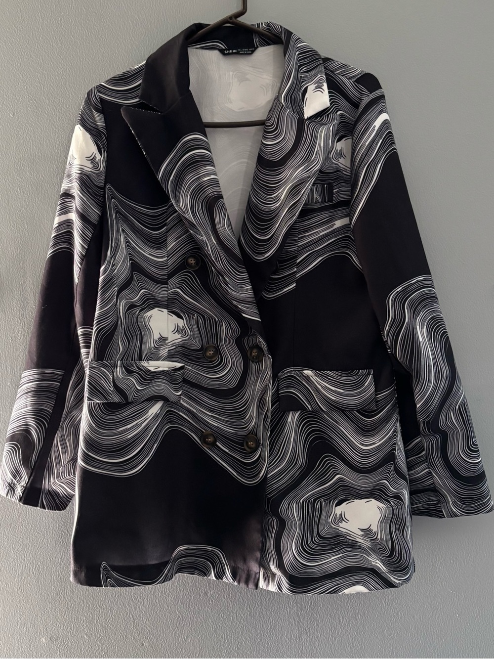 Women’s Black & White Double Breasted Blazer & Palazzo Pants (Set) Artsy Retro